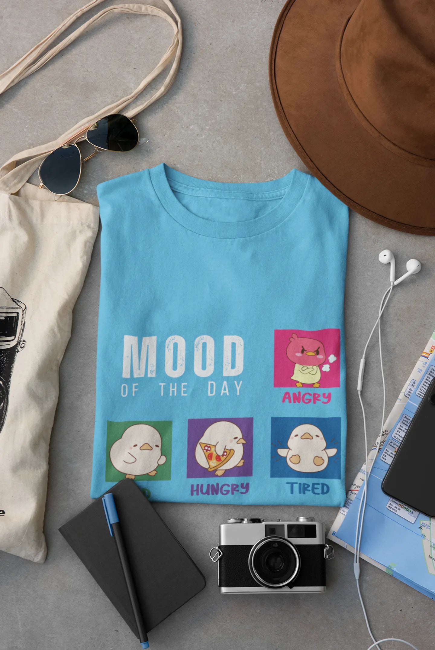 "Mood Chick Emotions T-Shirt – Cute Kawaii Cartoon Tee" | Men’s T-shirt for Animal Lovers