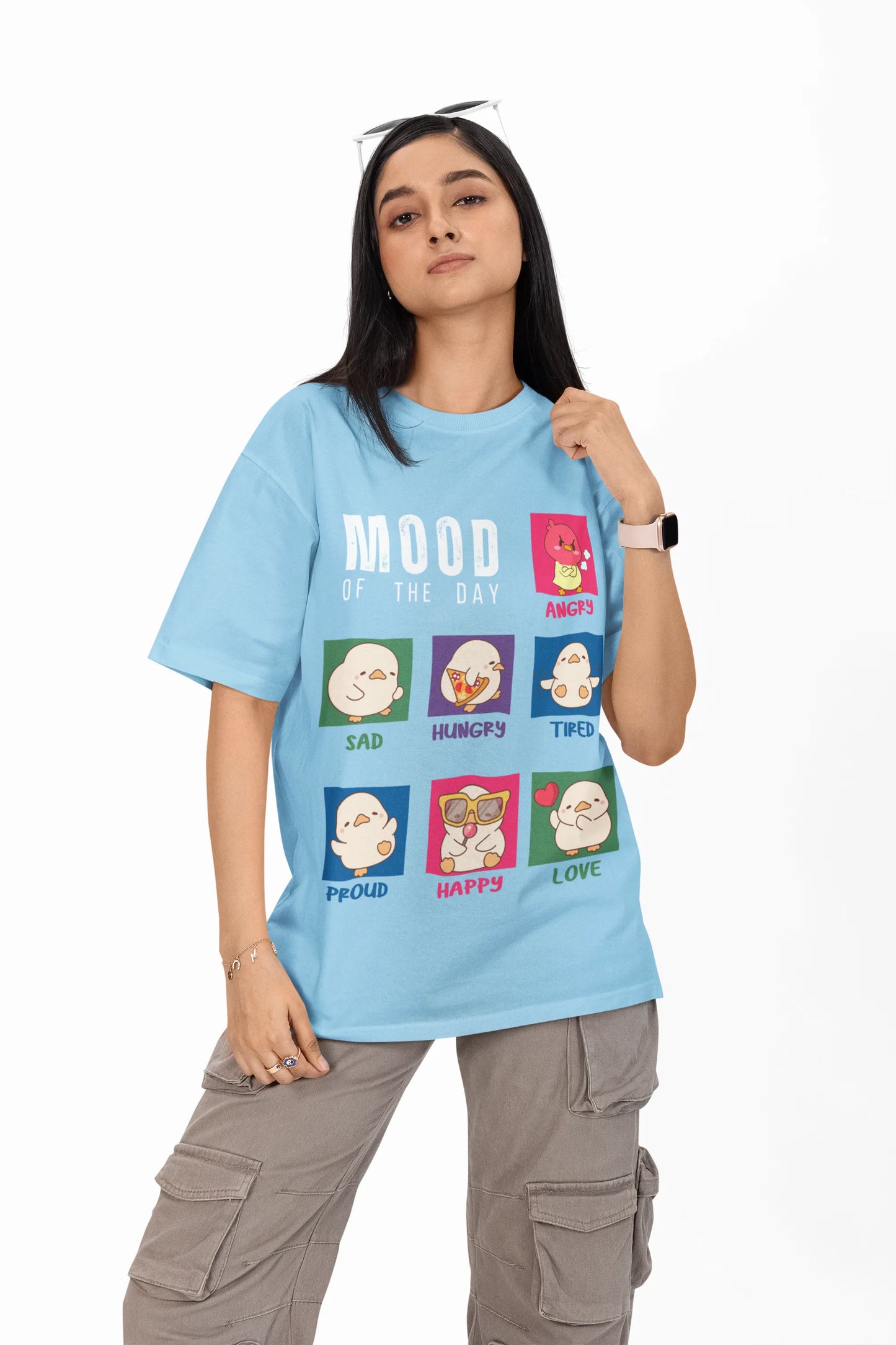 "Mood Chick Emotions T-Shirt – Cute Kawaii Cartoon Tee" | Women’s T-shirt for Animal Lovers