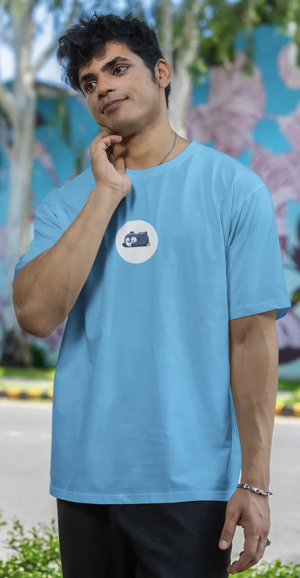 "Sleepy Penguin T-Shirt – Cute Chill Vibes Cartoon Tee" | Men’s T-shirt for Cartoon Lovers