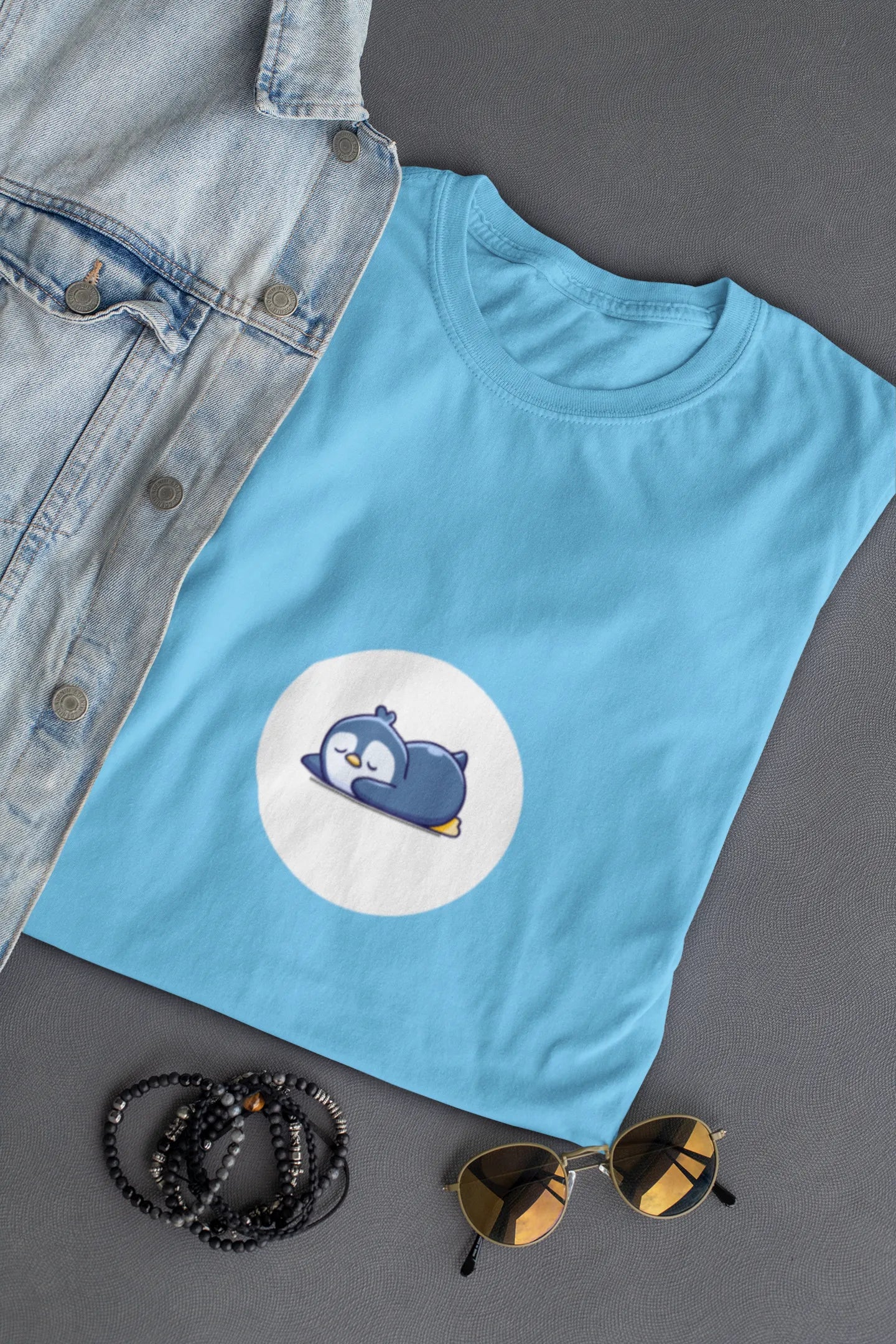 "Sleepy Penguin T-Shirt – Cute Chill Vibes Cartoon Tee" | Men’s T-shirt for Cartoon Lovers