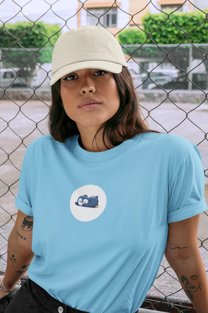 "Sleepy Penguin T-Shirt – Cute Chill Vibes Cartoon Tee" | Women’s T-shirt for Cartoon Lovers