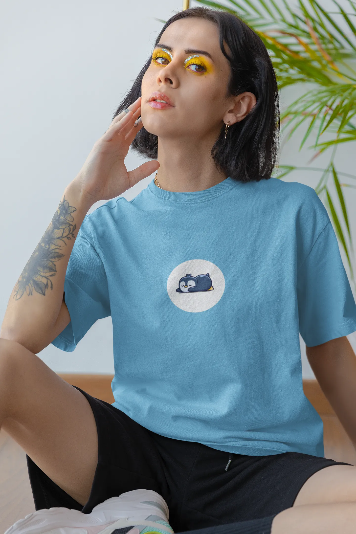 "Sleepy Penguin T-Shirt – Cute Chill Vibes Cartoon Tee" | Women’s T-shirt for Cartoon Lovers