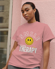 "Smile_It's Free Therapy" | Women’s Motivational T-shirt
