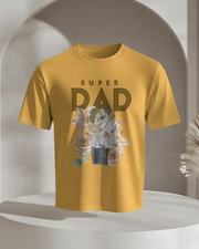 "Super Dad" Mustard T-Shirt – Heartfelt Gift from Daughter | Floral Tee for Father’s Day & Special Occasions