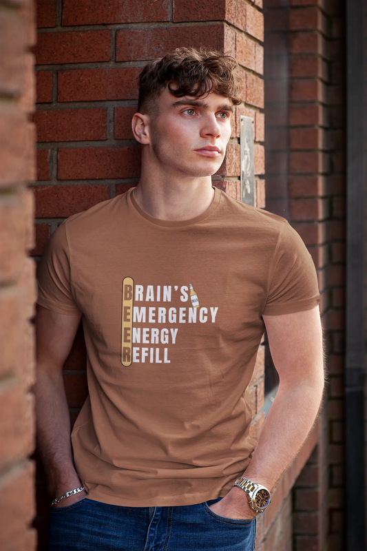 "Brain Emergency_Energy Refill" | Men 's T-Shirt for Beer Lovers
