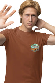 Time To Travel Worldwide' Double Impact Travel-Adventure T-Shirt | Men's Rust T-shirt for Travel and Adventure Lovers