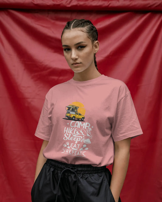 "Camp_Hike_Sleep_Eat_Repeat" | Women 's T-Shirt for Travellers